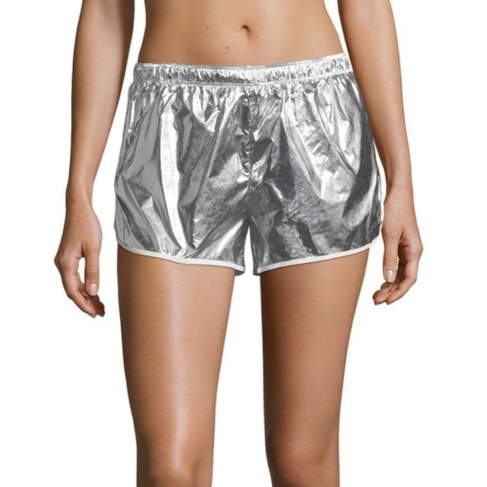 NWT Tory Burch sport silver metallic shorts